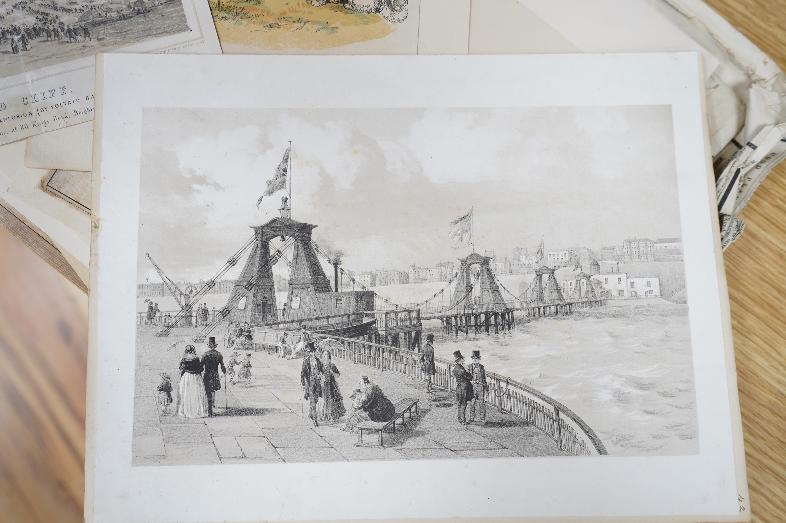 Brighton Area Interest. A group of antique prints and newspapers